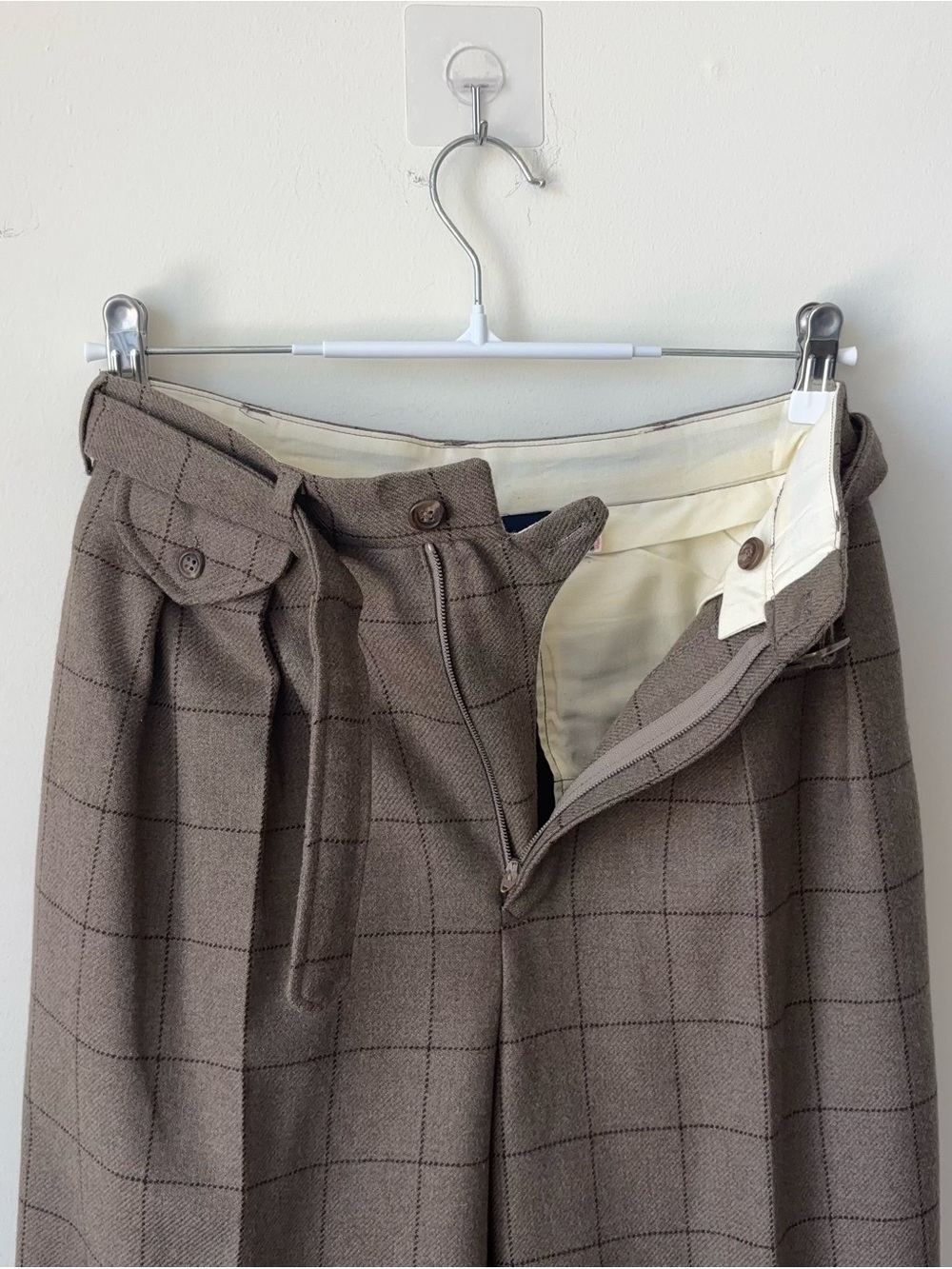 Vintage Ralph Lauren 100% Wool High Waisted Belted Pants Size 6 Plaid MiUSA 80s - Picture 4 of 16